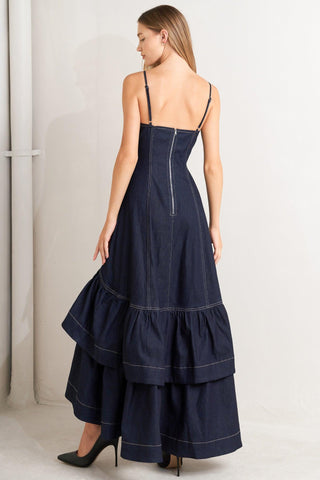 RAW ELEGANCE DENIM MIDI DRESS - Glamourous Grace