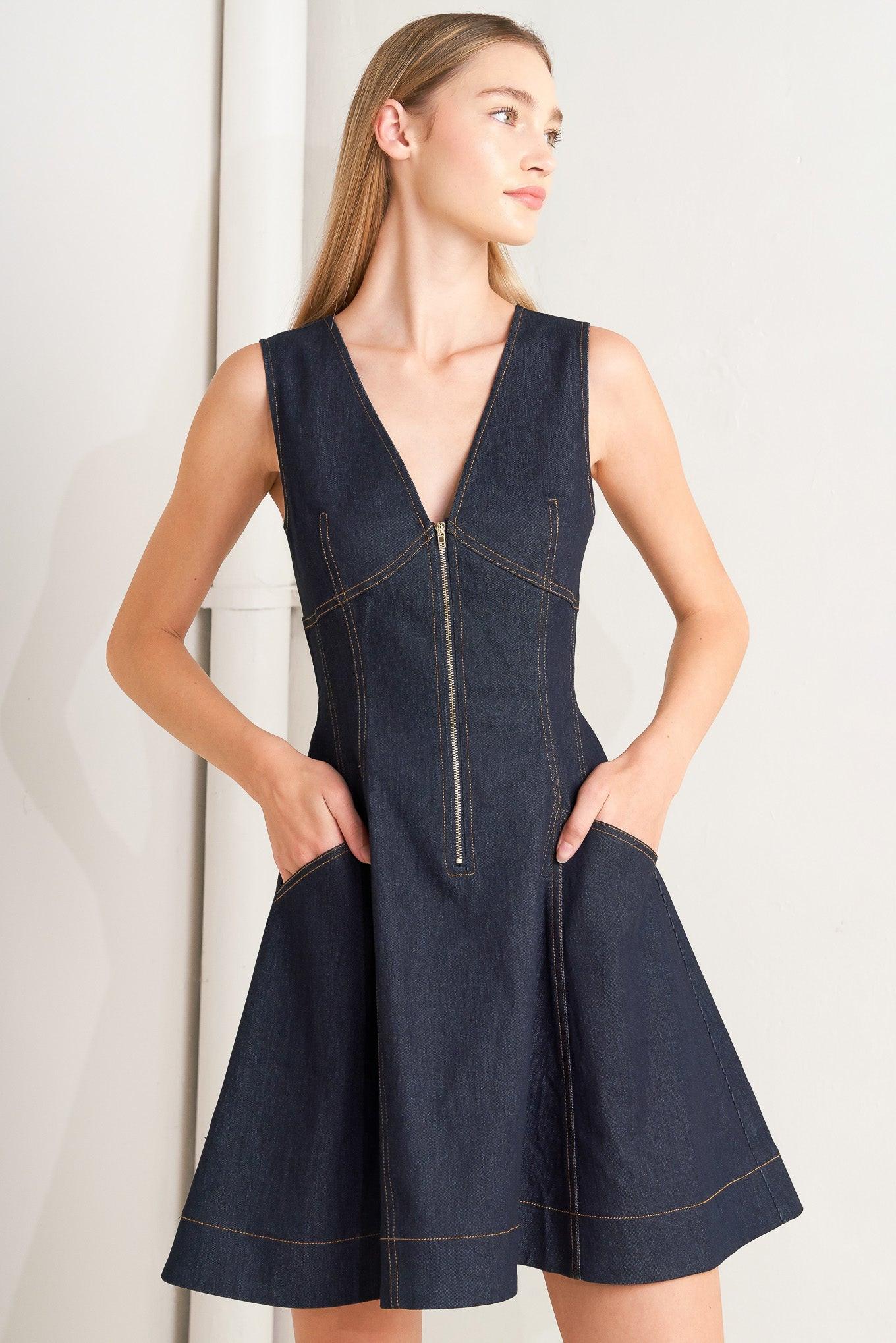 FRESH EDIT DENIM MINI DRESS - Glamourous Grace