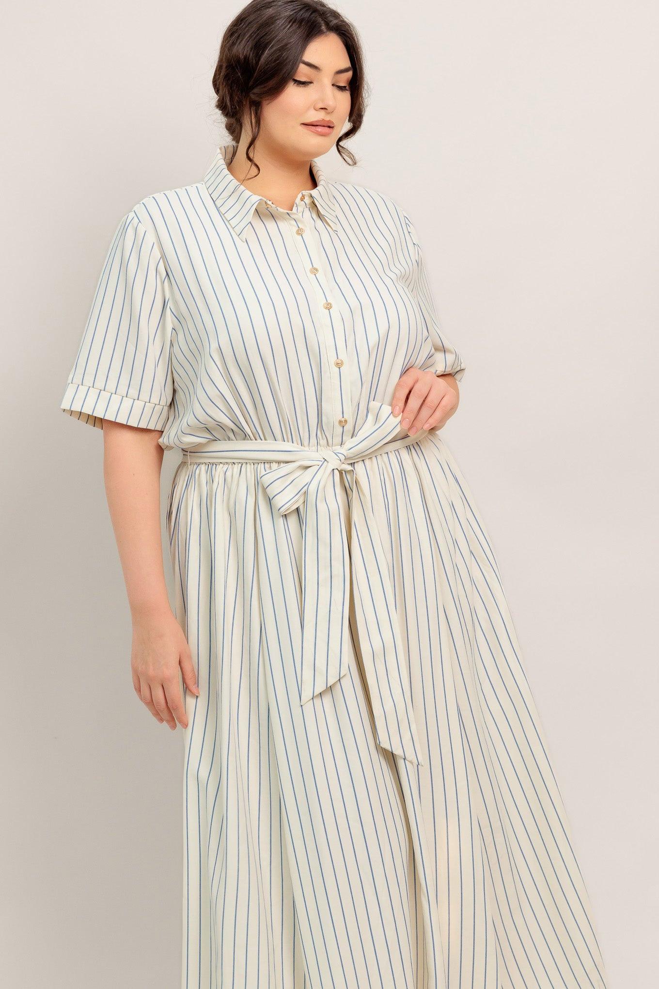 SUNDAY STRIPE WOVEN MIDI DRESS - Glamourous Grace