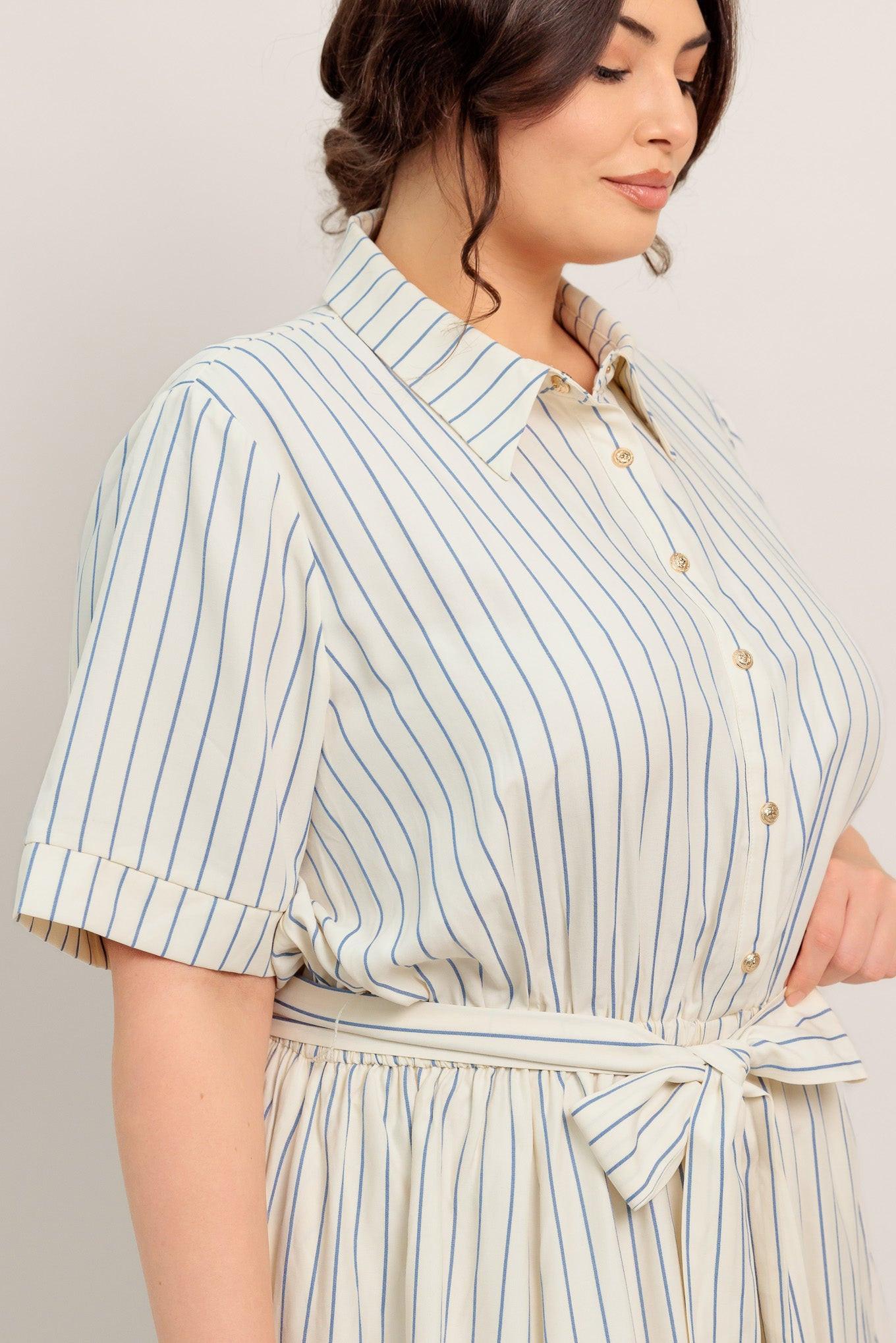 SUNDAY STRIPE WOVEN MIDI DRESS - Glamourous Grace