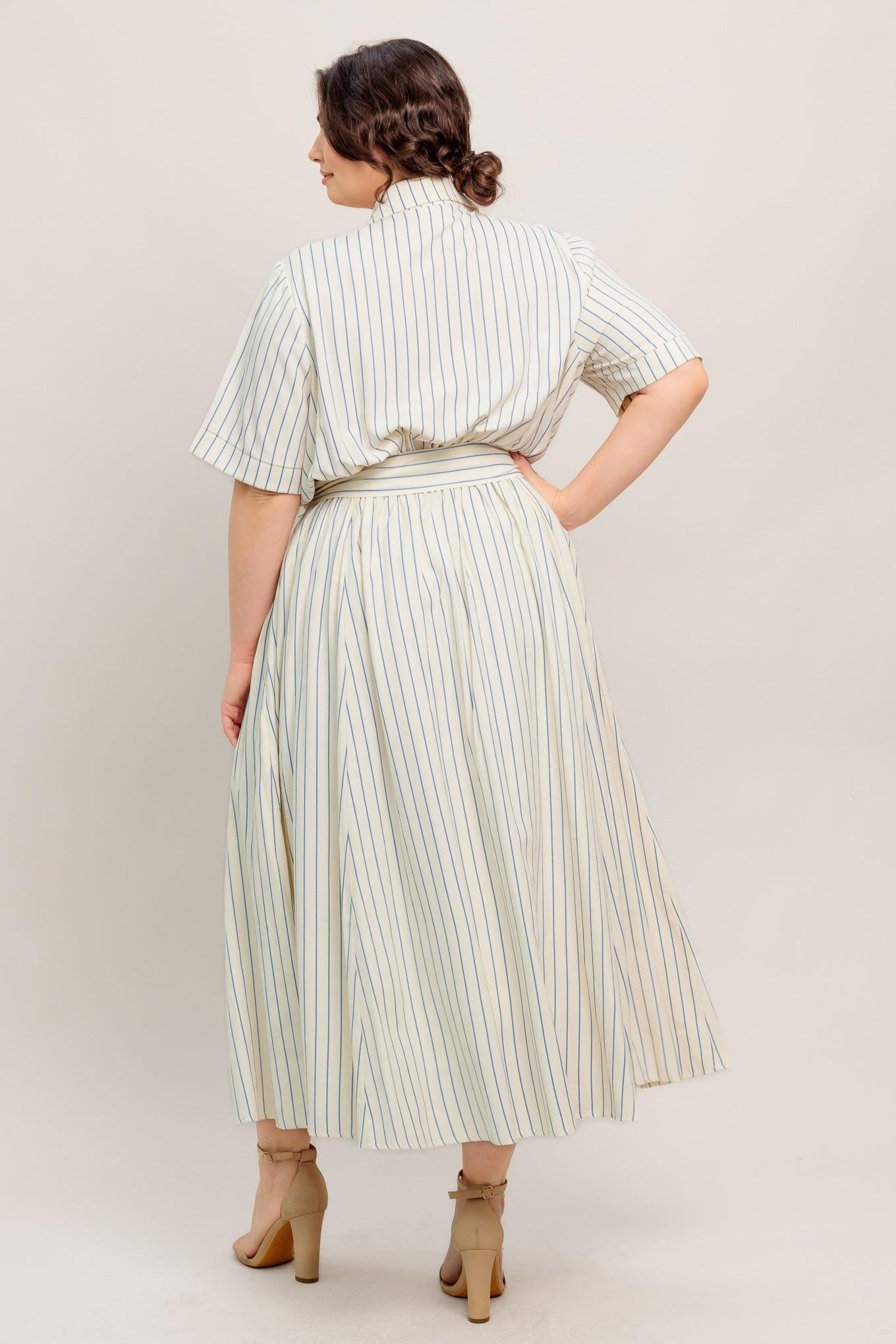 SUNDAY STRIPE WOVEN MIDI DRESS - Glamourous Grace