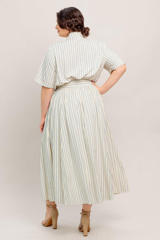 SUNDAY STRIPE WOVEN MIDI DRESS - Glamourous Grace