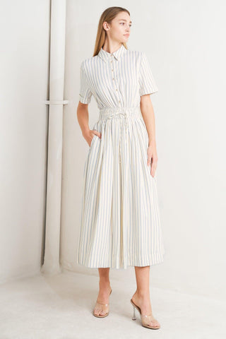 SUNDAY STRIPE WOVEN MIDI DRESS - Glamourous Grace