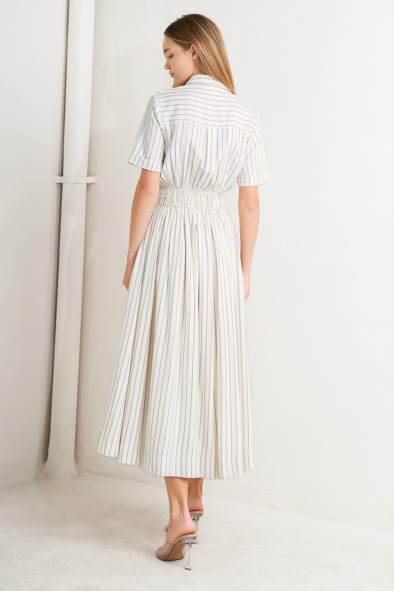 SUNDAY STRIPE WOVEN MIDI DRESS - Glamourous Grace