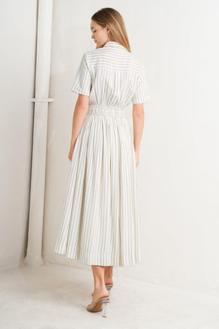 SUNDAY STRIPE WOVEN MIDI DRESS - Glamourous Grace