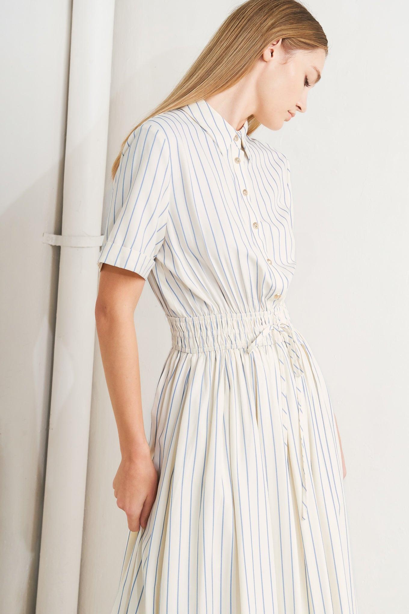 SUNDAY STRIPE WOVEN MIDI DRESS - Glamourous Grace