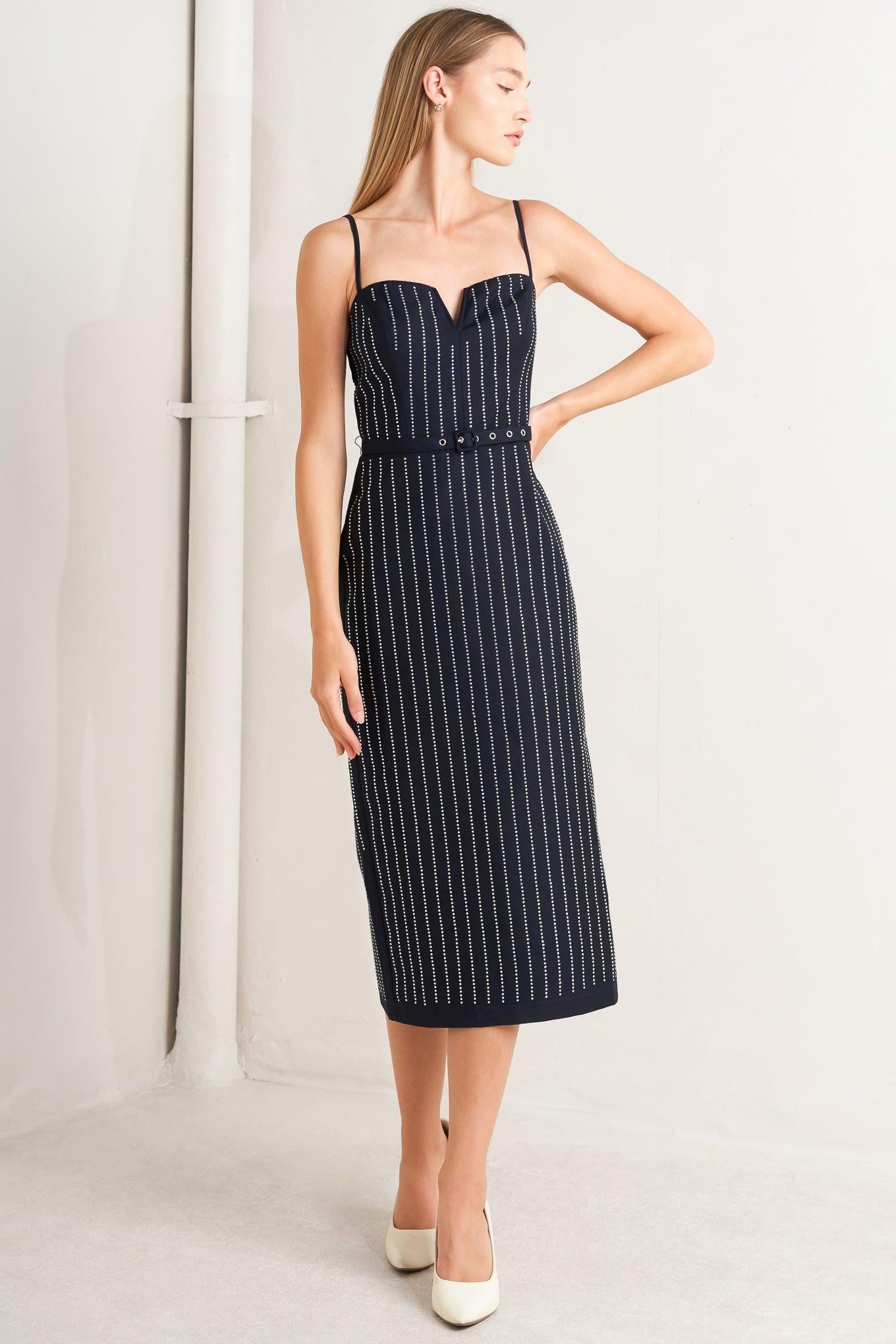 VERTICAL GRACE WOVEN MIDI DRESS - Glamourous Grace