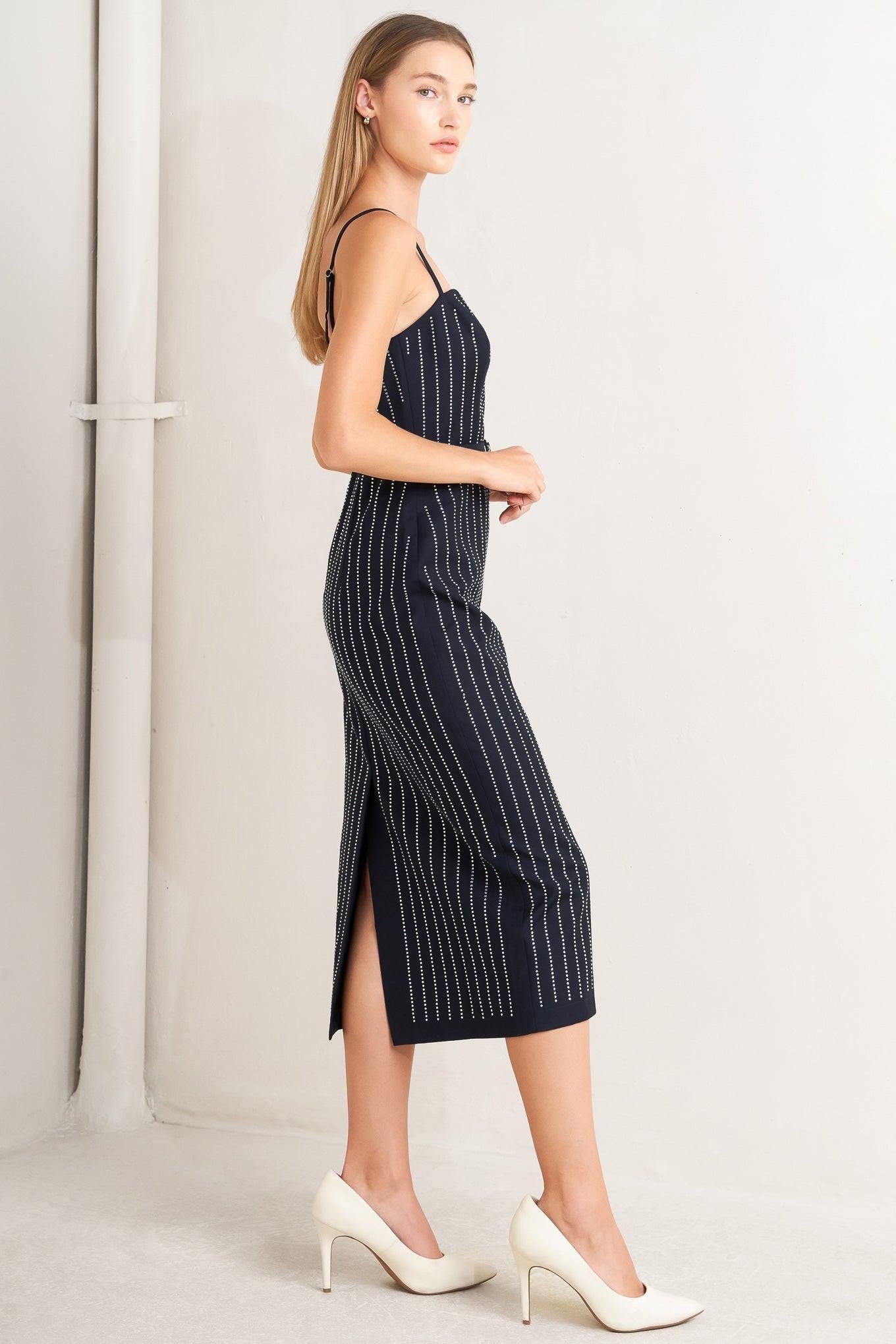 VERTICAL GRACE WOVEN MIDI DRESS - Glamourous Grace