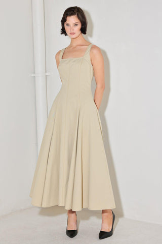 SANDSTONE SERENADE WOVEN MIDI DRESS - Glamourous Grace