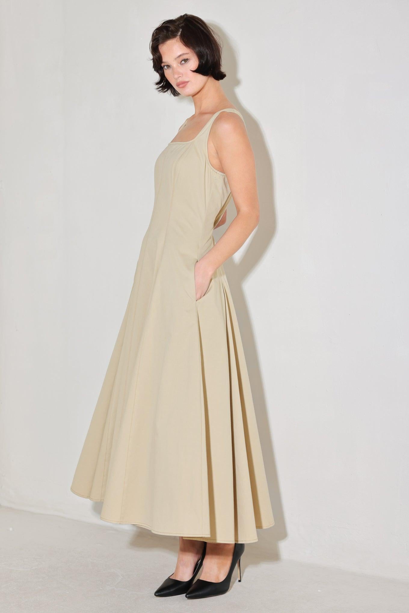 SANDSTONE SERENADE WOVEN MIDI DRESS - Glamourous Grace