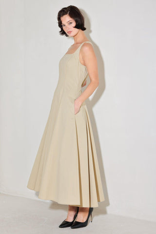 SANDSTONE SERENADE WOVEN MIDI DRESS - Glamourous Grace