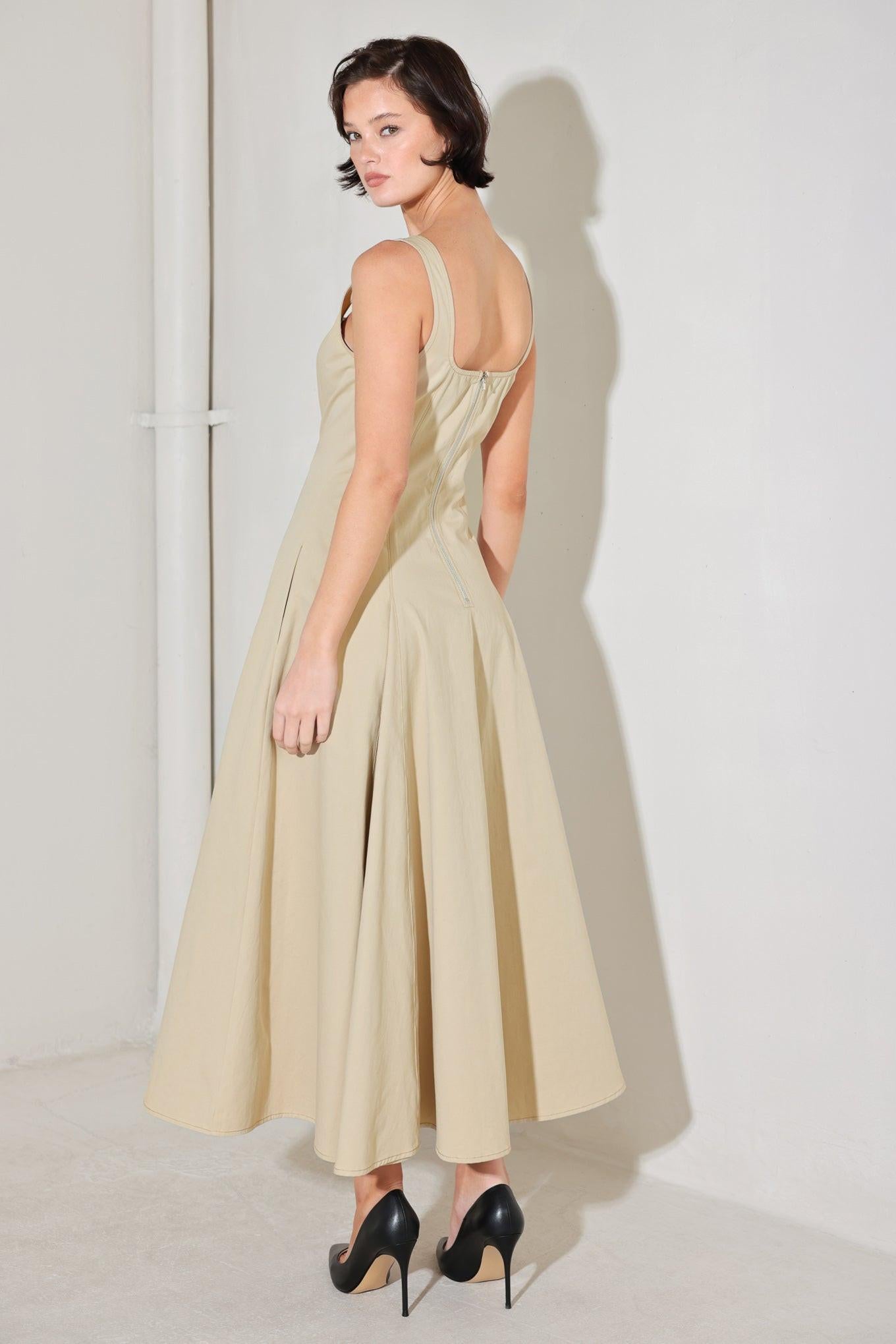 SANDSTONE SERENADE WOVEN MIDI DRESS - Glamourous Grace