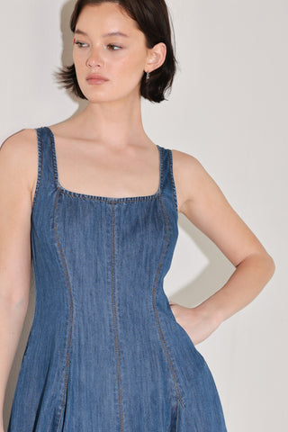 INDIGO SWAY DENIM MIDI DRESS - Glamourous Grace