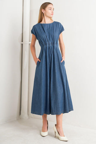 MODERN WORK DENIM MIDI DRESS - Glamourous Grace