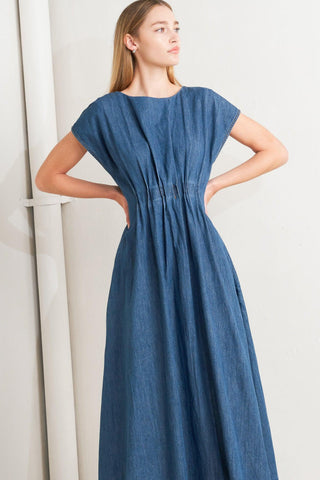 MODERN WORK DENIM MIDI DRESS - Glamourous Grace