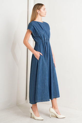 MODERN WORK DENIM MIDI DRESS - Glamourous Grace