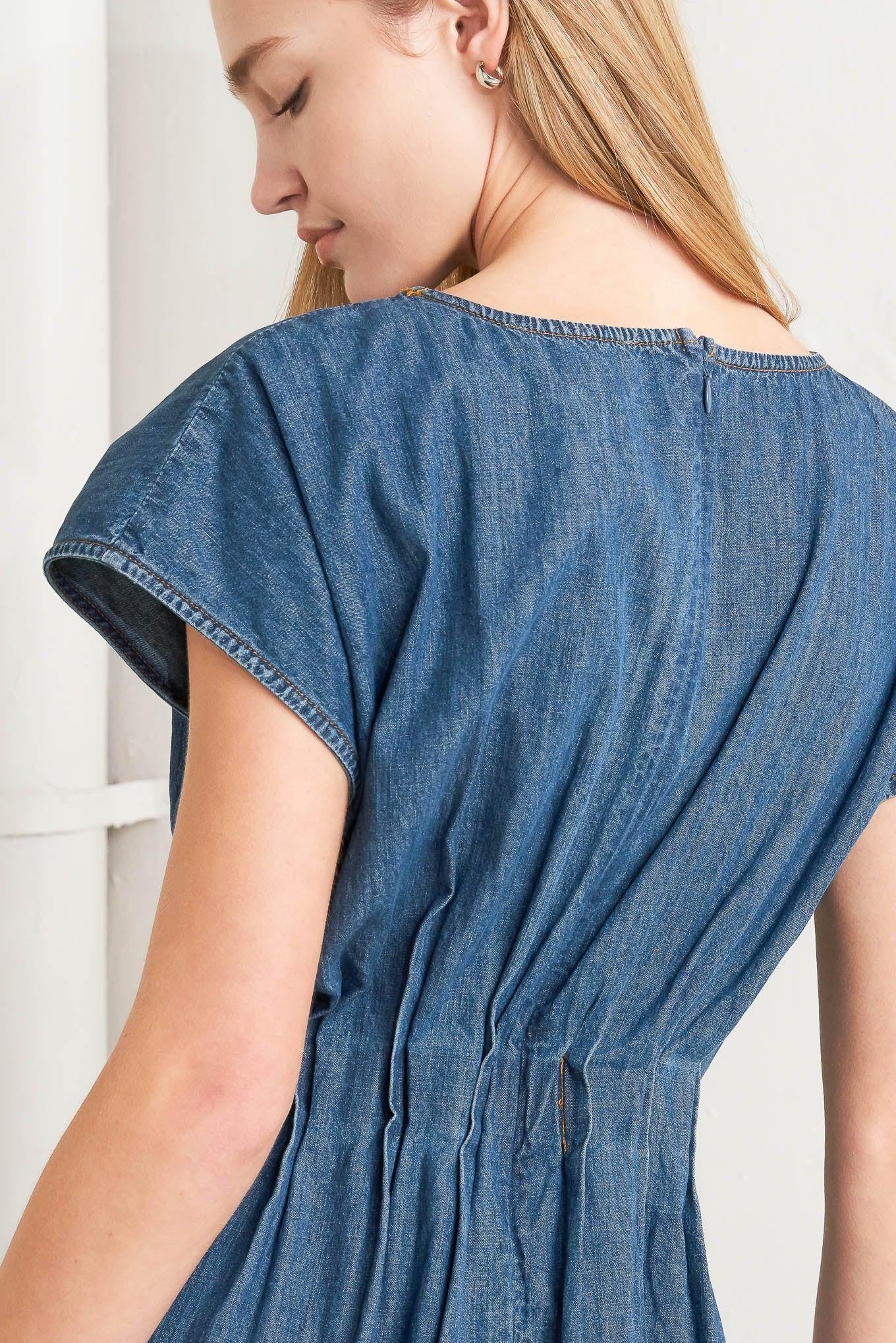 MODERN WORK DENIM MIDI DRESS - Glamourous Grace