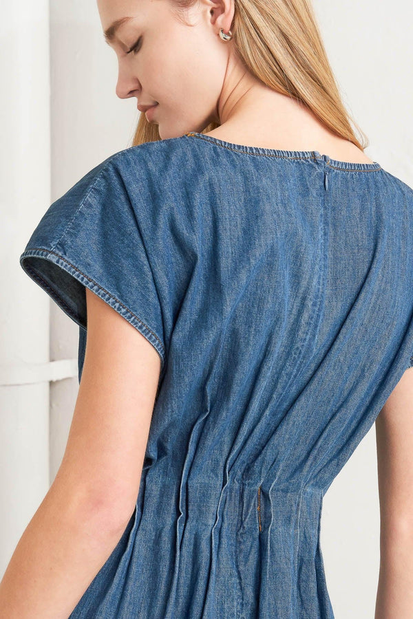 MODERN WORK DENIM MIDI DRESS - Glamourous Grace