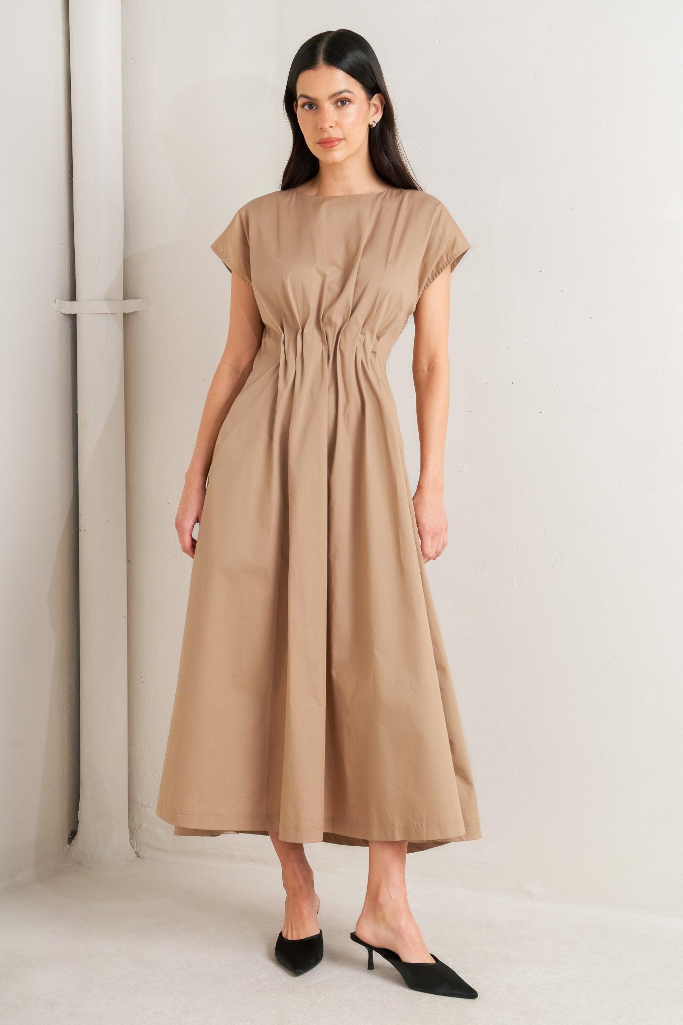 NOVA SAND WOVEN MIDI DRESS - Glamourous Grace