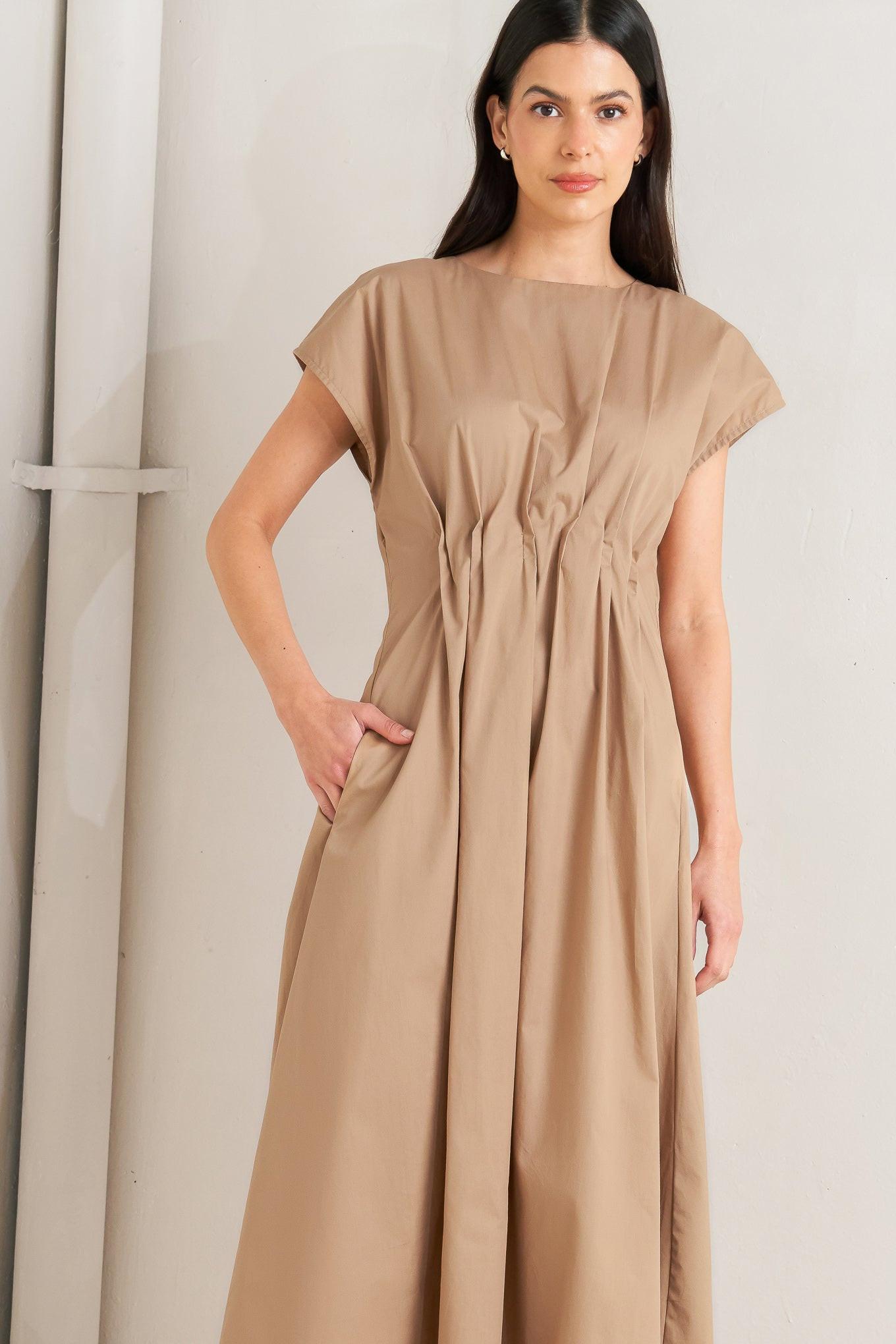 NOVA SAND WOVEN MIDI DRESS - Glamourous Grace
