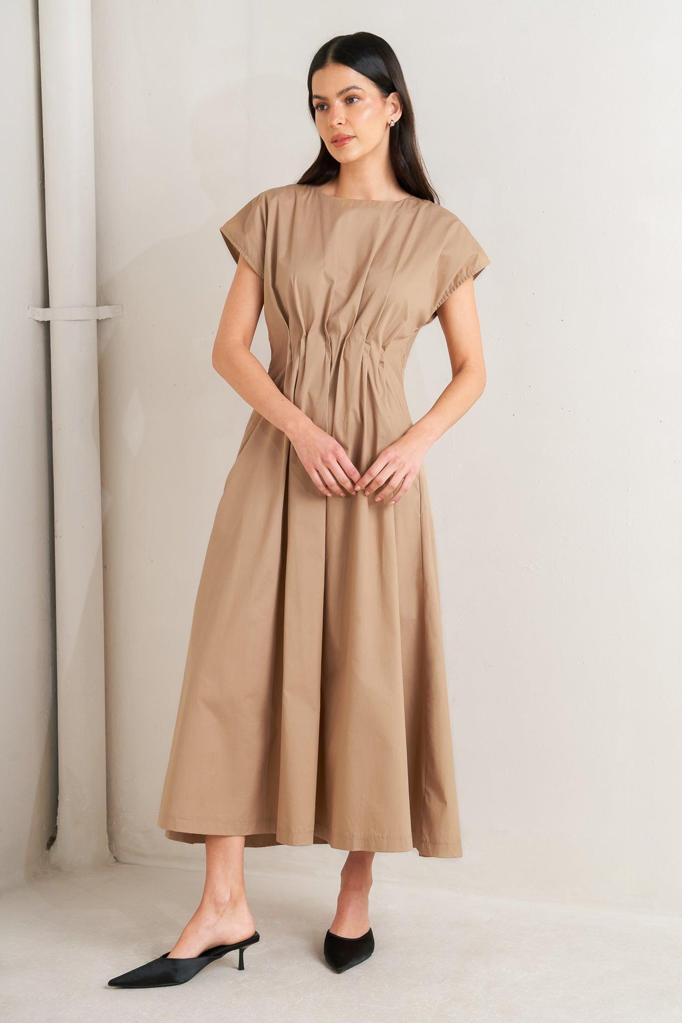 NOVA SAND WOVEN MIDI DRESS - Glamourous Grace