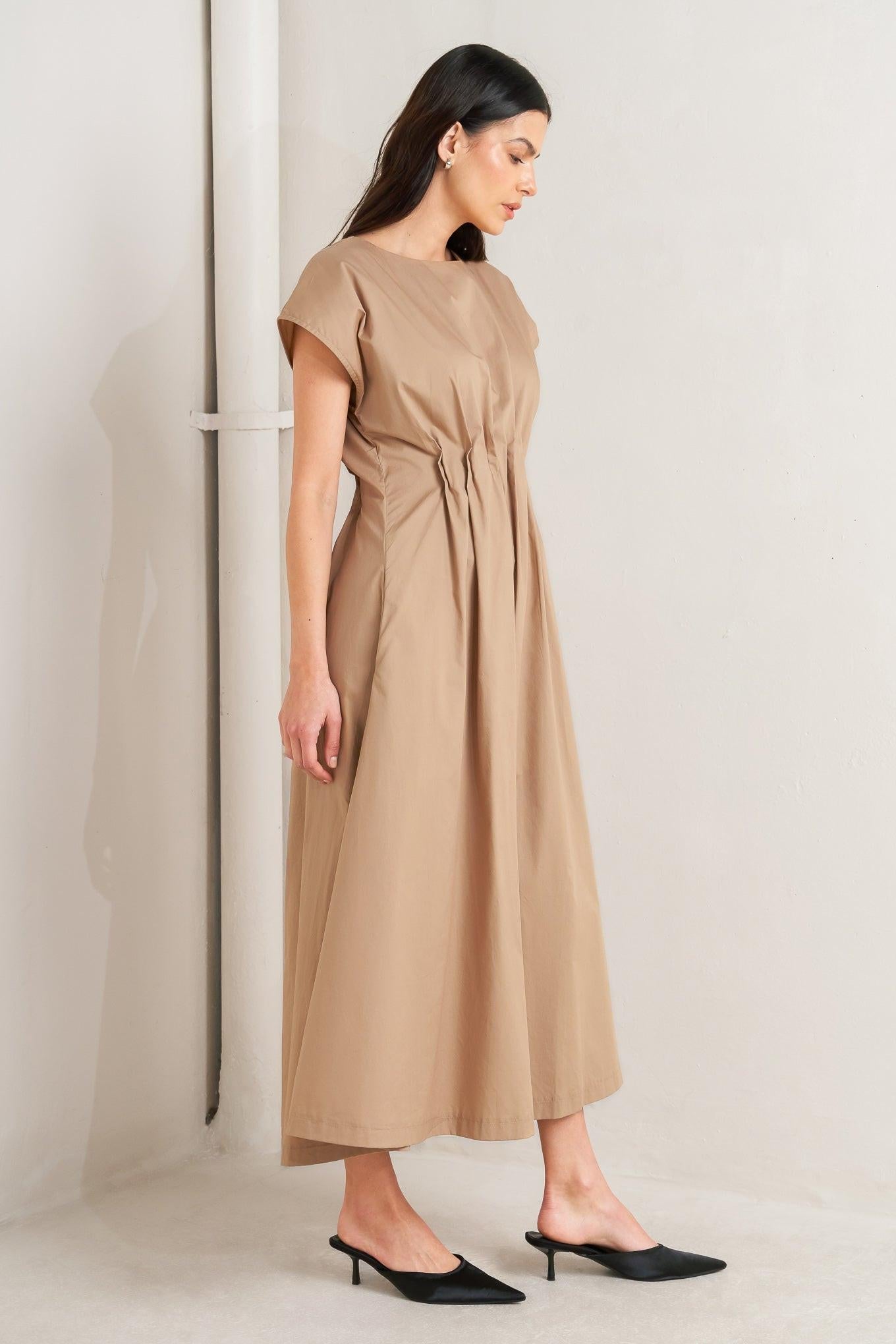 NOVA SAND WOVEN MIDI DRESS - Glamourous Grace
