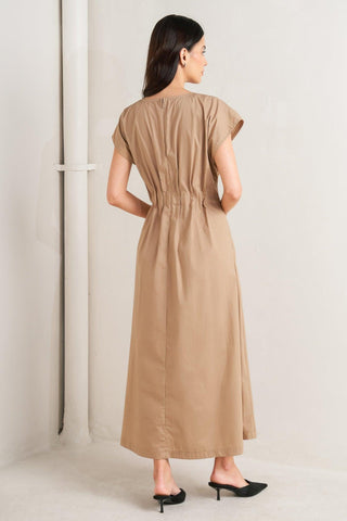 NOVA SAND WOVEN MIDI DRESS - Glamourous Grace