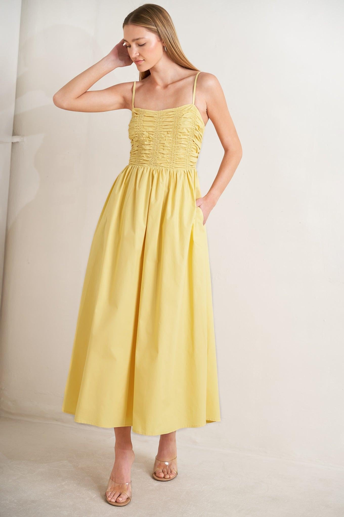 LEMON KISS WOVEN MIDI DRESS - Glamourous Grace