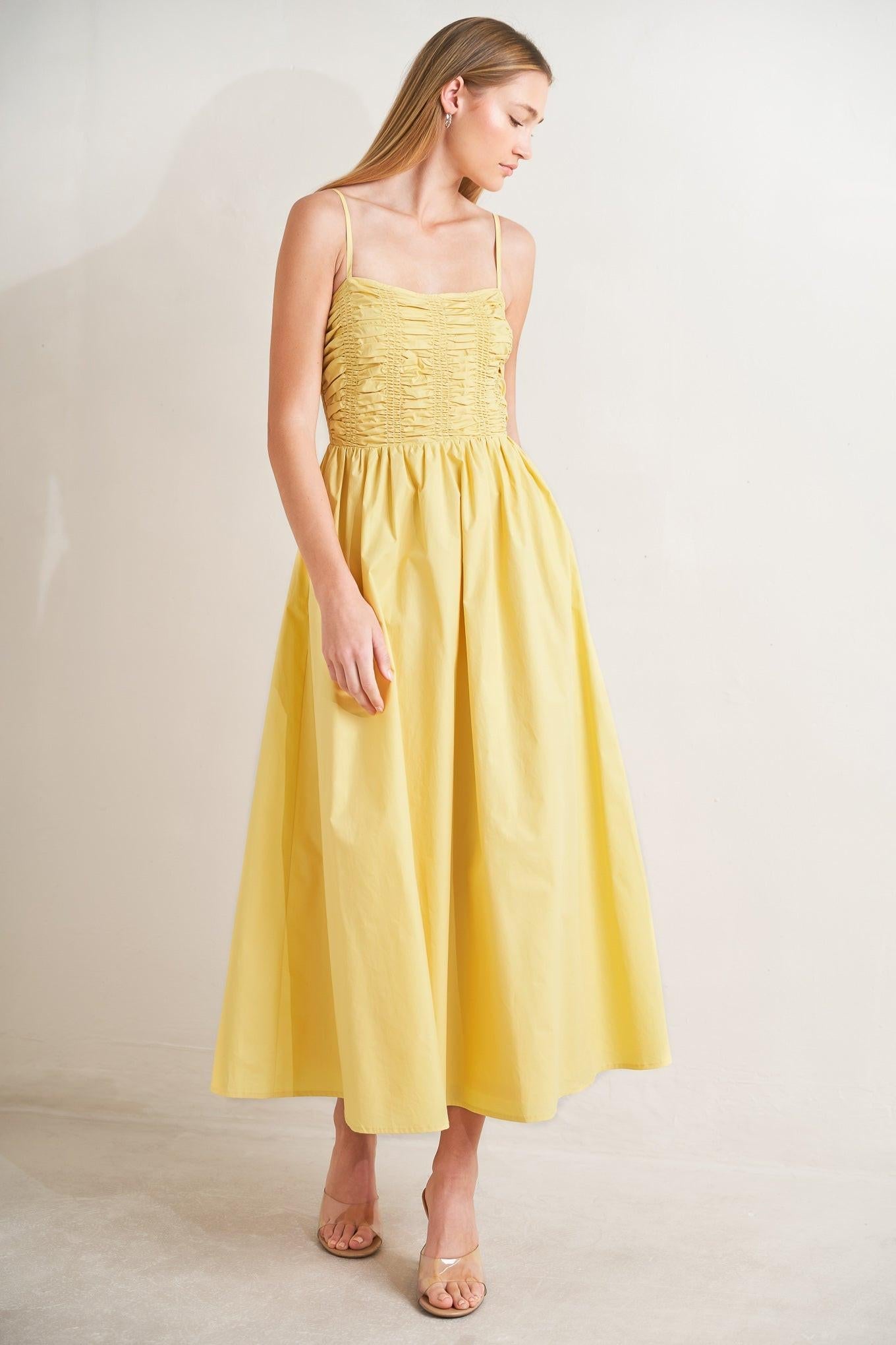LEMON KISS WOVEN MIDI DRESS - Glamourous Grace