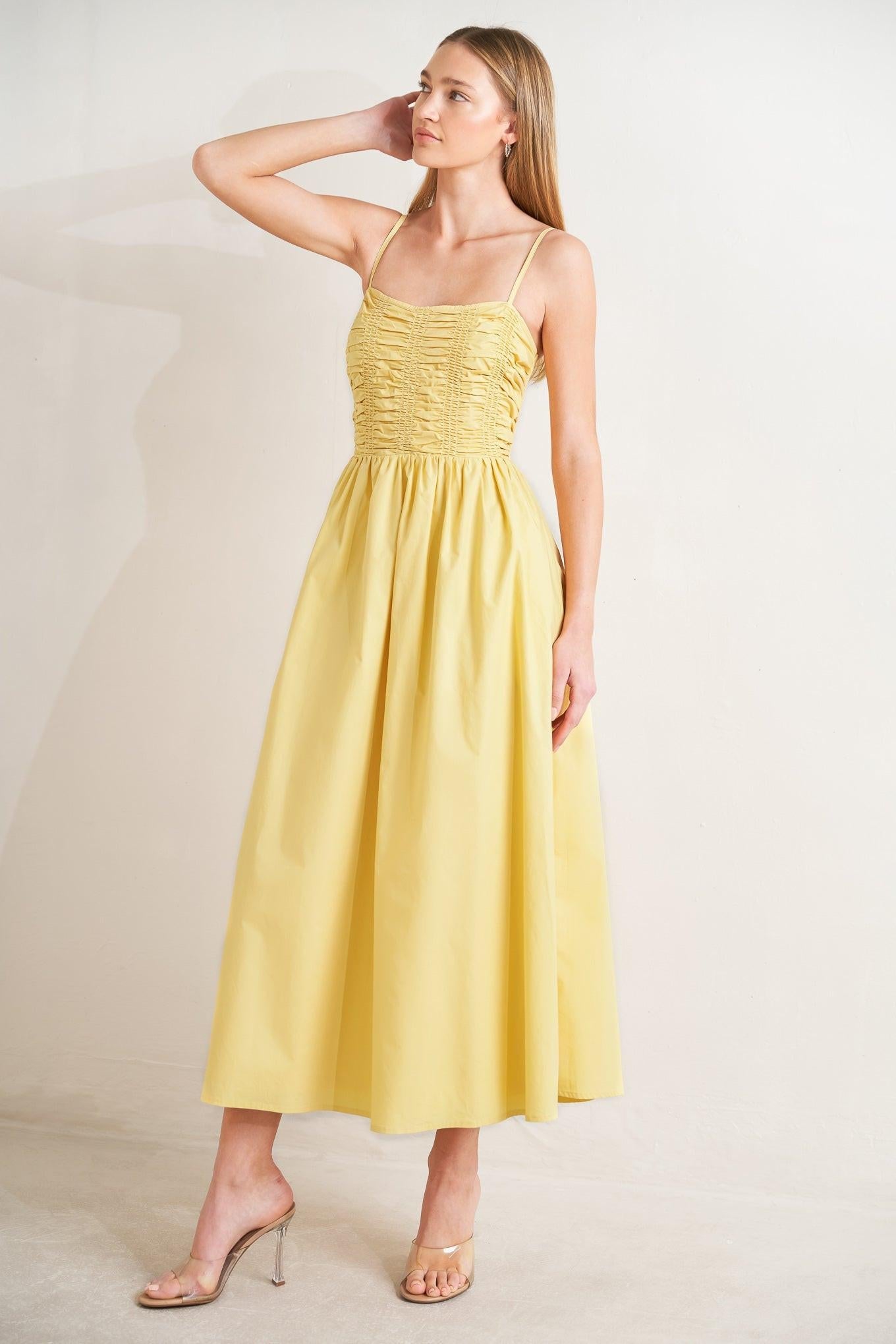 LEMON KISS WOVEN MIDI DRESS - Glamourous Grace