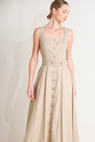 TAILORED IN SUNLIGHT WOVEN MIDI DRESS - Glamourous Grace
