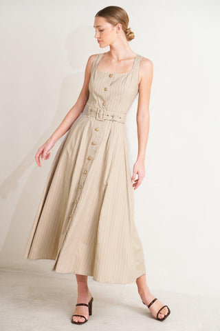 TAILORED IN SUNLIGHT WOVEN MIDI DRESS - Glamourous Grace