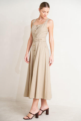 TAILORED IN SUNLIGHT WOVEN MIDI DRESS - Glamourous Grace