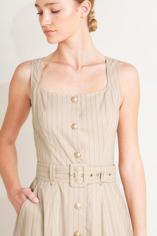TAILORED IN SUNLIGHT WOVEN MIDI DRESS - Glamourous Grace