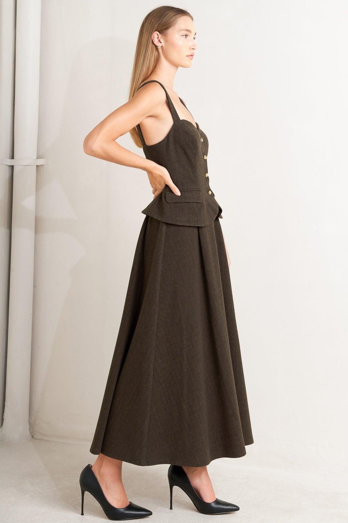 HERITAGE TAILOR WOVEN MIDI DRESS - Glamourous Grace