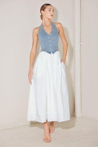 CITY TO COAST WOVEN MIDI DRESS - Glamourous Grace