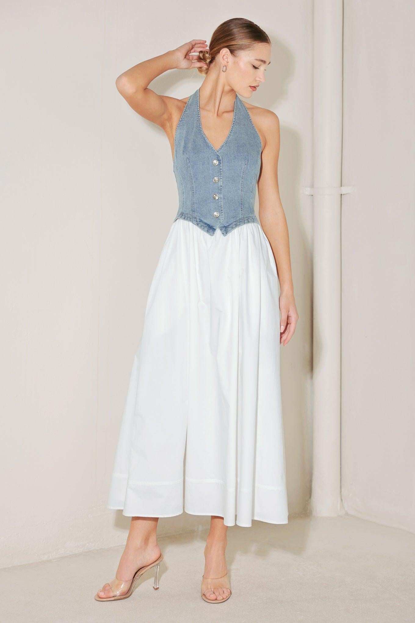 CITY TO COAST WOVEN MIDI DRESS - Glamourous Grace