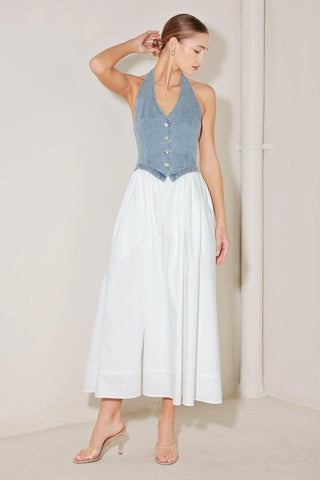 CITY TO COAST WOVEN MIDI DRESS - Glamourous Grace