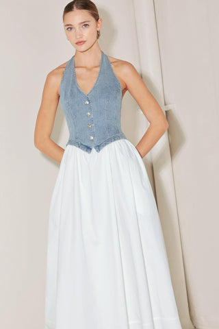 CITY TO COAST WOVEN MIDI DRESS - Glamourous Grace