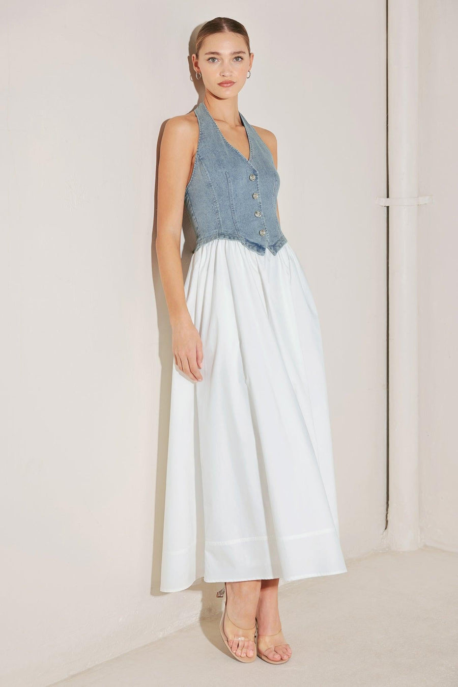 CITY TO COAST WOVEN MIDI DRESS - Glamourous Grace