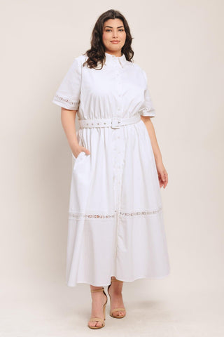 ELEGANT ENCOUNTER WOVEN MIDI DRESS - Glamourous Grace