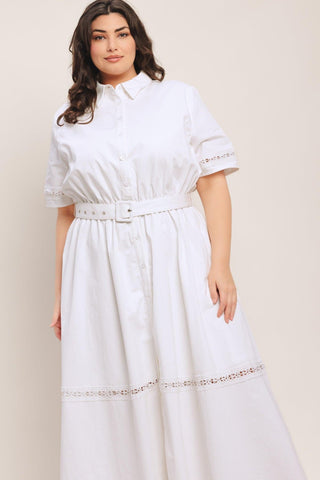 ELEGANT ENCOUNTER WOVEN MIDI DRESS - Glamourous Grace