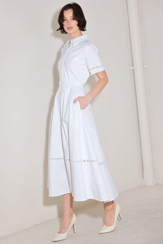 ELEGANT ENCOUNTER WOVEN MIDI DRESS - Glamourous Grace