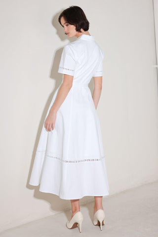 ELEGANT ENCOUNTER WOVEN MIDI DRESS - Glamourous Grace