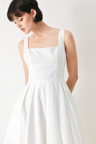 ECHO IN WHITE WOVEN MIDI DRESS - Glamourous Grace