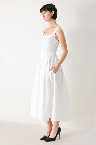 ECHO IN WHITE WOVEN MIDI DRESS - Glamourous Grace