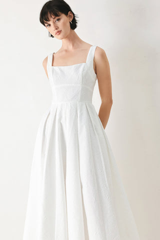 ECHO IN WHITE WOVEN MIDI DRESS - Glamourous Grace