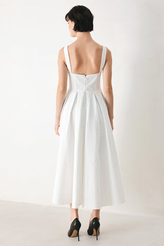 ECHO IN WHITE WOVEN MIDI DRESS - Glamourous Grace