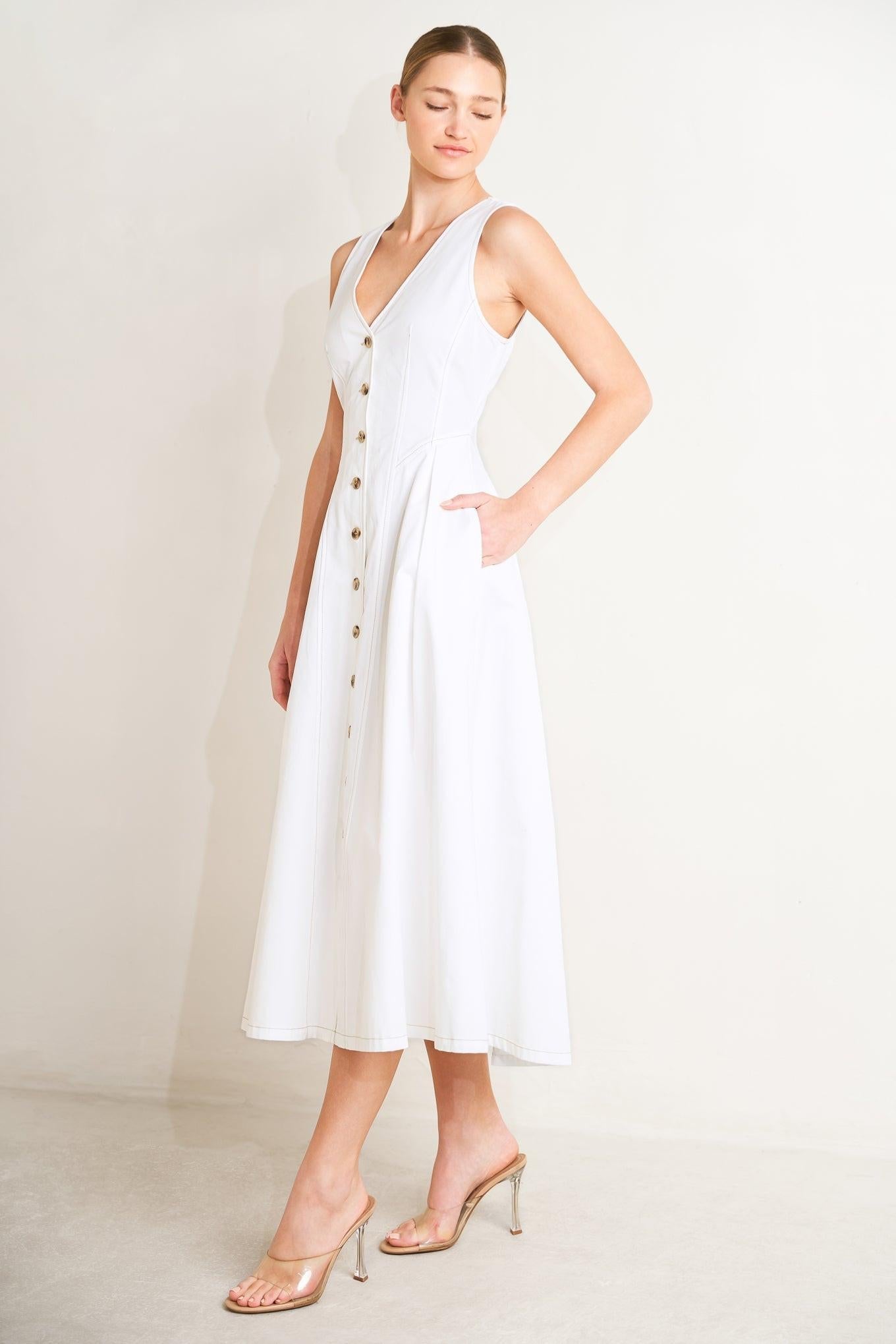 ELEGANTLY YOURS WOVEN MIDI DRESS - Glamourous Grace