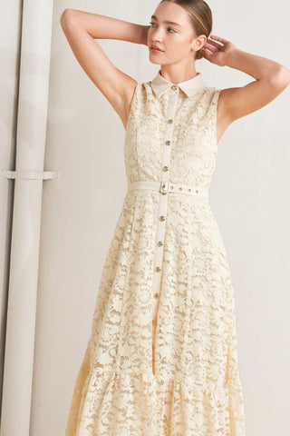 PURELY ROMANTIC WOVEN LACE MIDI DRESS - Glamourous Grace LLC